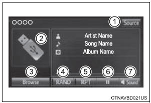 Toyota Sienna. Audio control screen